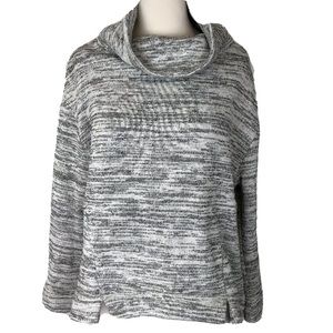 Anthropologie Saturday Sunday Sweatshirt Small gray white stripe top cowl neck